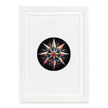 Star Galaxy Mandala Colorful - Framed poster (27 × 37 cm) - white - Front