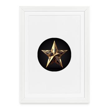 Gold star in polygon design - Framed poster (27 × 37 cm) - white - Front