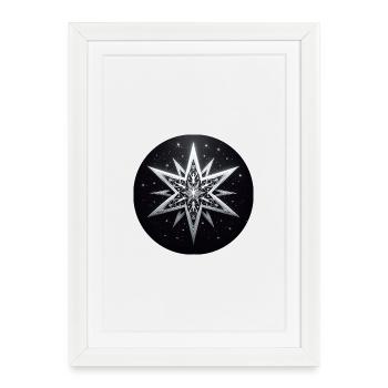 Star White Gray Folding Art - Framed poster (27 × 37 cm) - white - Front