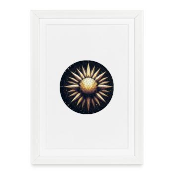 Golden sun with rays galaxy - Framed poster (27 × 37 cm) - white - Front