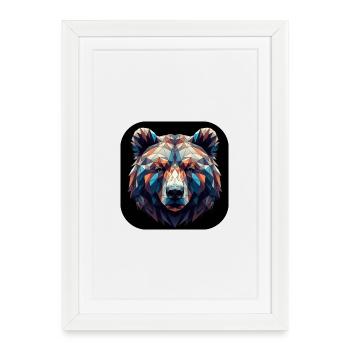Tête d’ours Polygone Multicolore - Affiche encadrée (27 × 37 cm) - blanc - Devant