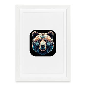 Colorful Bear in Polygon Design - Framed poster (27 × 37 cm) - white - Front