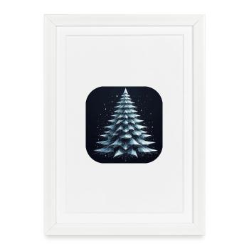 Christmas Tree Fir Tree Polygons Green - Framed poster (27 × 37 cm) - white - Front