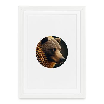 Brown Bear in Bee Honeycomb - Framed poster (27 × 37 cm) - white - Front