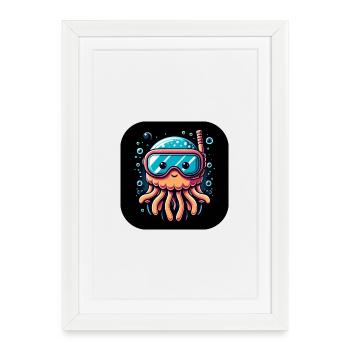Octopus Kraken Goggles Water - Framed poster (27 × 37 cm) - white - Front