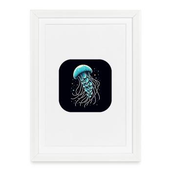 Méduses, L’Eau, Bleu, Mer - Affiche encadrée (27 × 37 cm) - blanc - Devant