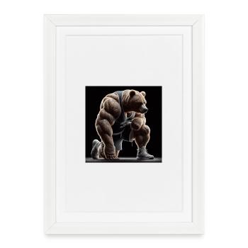 Ours, Muscles, Sport, Animal, Fantaisie - Affiche encadrée (27 × 37 cm) - blanc - Devant