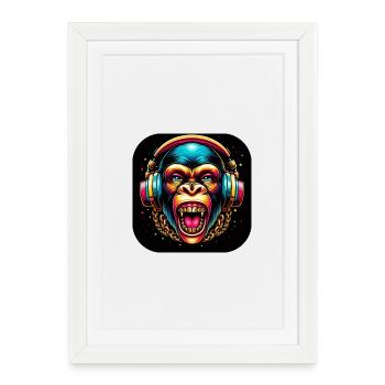 Monkey Teeth Headphones - Framed poster (27 × 37 cm) - white - Front