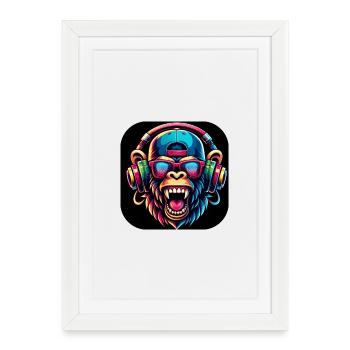 Monkey Colorful Teeth Roar Cap - Framed poster (27 × 37 cm) - white - Front