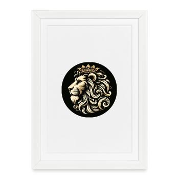 Lion Tête de Tigre Couronne de Roi - Affiche encadrée (27 × 37 cm) - blanc - Devant