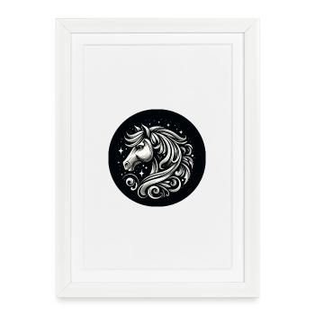 Horse head with stars - Framed poster (27 × 37 cm) - white - Front