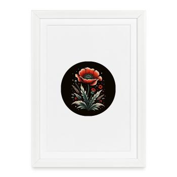 Pavot, Fleur, Rouge, Naturel - Affiche encadrée (27 × 37 cm) - blanc - Devant