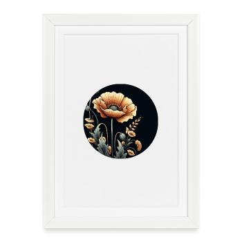 Fleur, Orange, Beige, Naturel, Botanique - Affiche encadrée (27 × 37 cm) - blanc - Devant