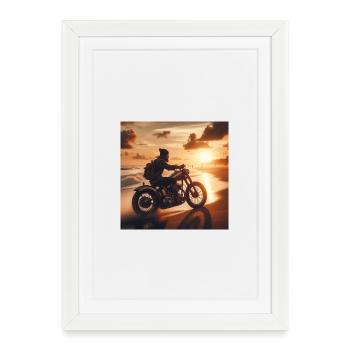 Moto Old Sunset 2 - Affiche encadrée (27 × 37 cm) - blanc - Devant