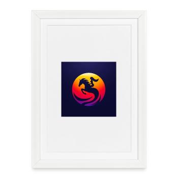 Cavalier à cheval 3 - Affiche encadrée (27 × 37 cm) - blanc - Devant