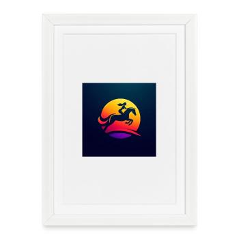 Cavalier à cheval 1 - Affiche encadrée (27 × 37 cm) - blanc - Devant