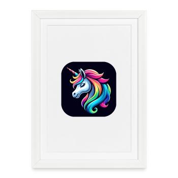 Unicorn Multicolored Mane Horn - Framed poster (27 × 37 cm) - white - Front