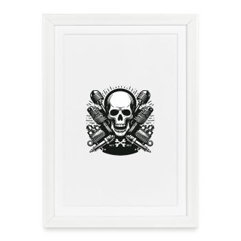 Biker Skull Design 3 - Framed poster (27 × 37 cm) - white - Front