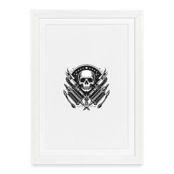 Biker Skull Design 1 - Framed poster (27 × 37 cm) - white - Front