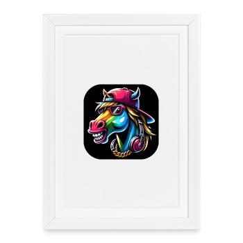 Cartoon Horse Rapper Colorful - Framed poster (27 × 37 cm) - white - Front