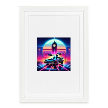 Retour vers le futur retro futuriste années 80 - Affiche encadrée (27 × 37 cm) - blanc - Devant
