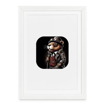 Beaver in Steampunk Outfit - Framed poster (27 × 37 cm) - white - Front