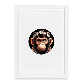 Monkey Time Traveler Time Travel - Framed poster (27 × 37 cm) - white - Front