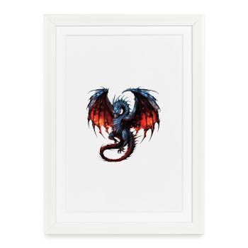 Flying Dragon - Gerahmtes Poster (27 × 37 cm) - Weiß - Vorne