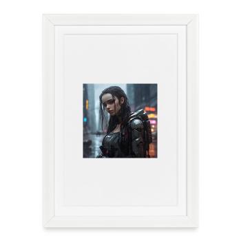 Regenstadt Cyborg Damenlook - Gerahmtes Poster (27 × 37 cm) - Weiß - Vorne
