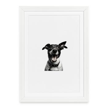 Playful Pup Portrait - Framed poster (27 × 37 cm) - white - Front