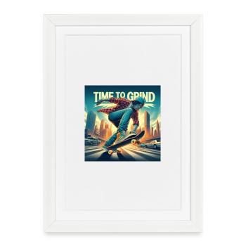 time to grind - Gerahmtes Poster (27 × 37 cm) - Weiß - Vorne