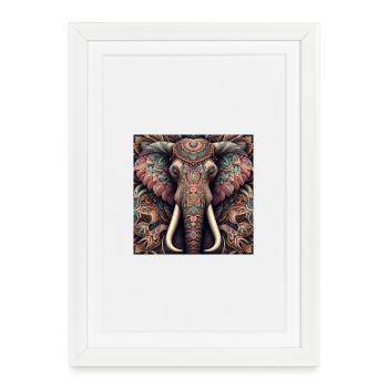 Éléphant décoré - Affiche encadrée (27 × 37 cm) - blanc - Devant