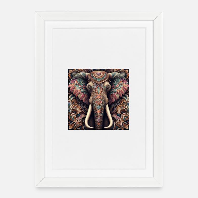 Geschmückter Elefant - Gerahmtes Poster (27 × 37 cm) - Weiß