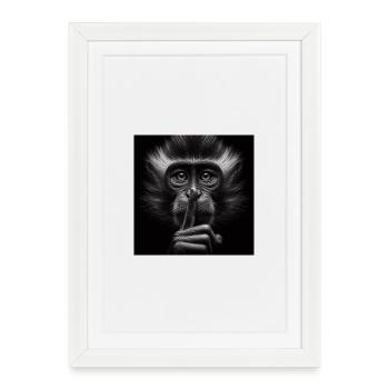 Ein schweigender Affe - Gerahmtes Poster (27 × 37 cm) - Weiß - Vorne
