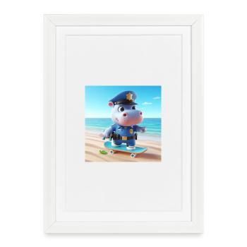 Police Hippo Beach Skater - Framed poster (27 × 37 cm) - white - Front
