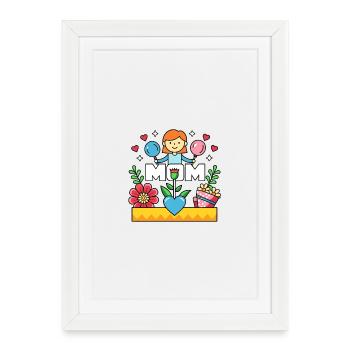 MAMAN Dessin animé Mother Love Épanouit - Affiche encadrée (27 × 37 cm) - blanc - Devant