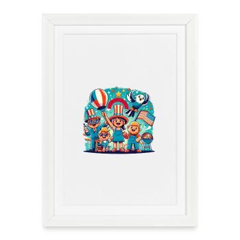 Conception personnalisée de la célébration du 4 juillet - Affiche encadrée (27 × 37 cm) - blanc - Devant