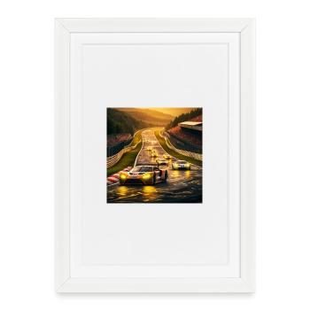 Piste de course à la lumière du soir - Affiche encadrée (27 × 37 cm) - blanc - Devant