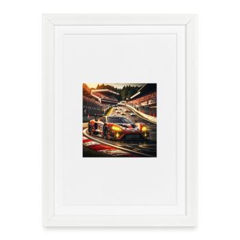 Racing car on the race track - Framed poster (27 × 37 cm) - white - Front