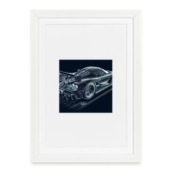 Blueprint Racing Car Vision - Framed poster (27 × 37 cm) - white - Front