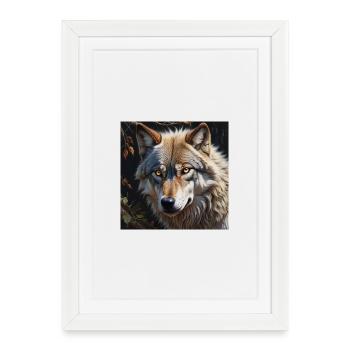 Loup - Affiche encadrée (27 × 37 cm) - blanc - Devant