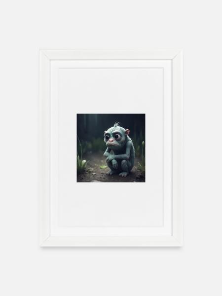 Sad creature - Framed poster (27 × 37 cm) - white