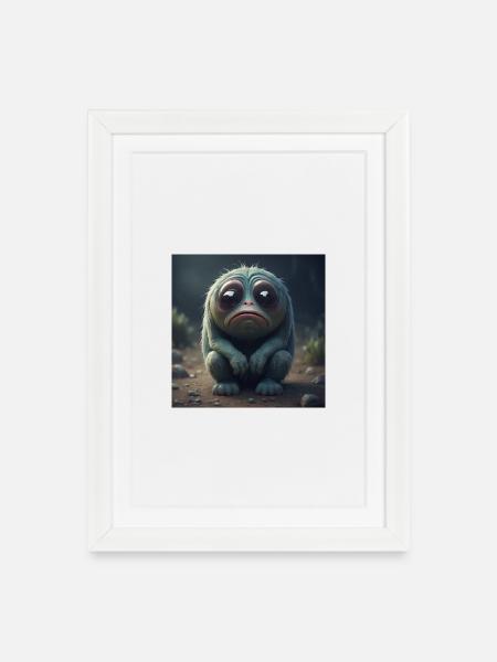 Sad creature - Framed poster (27 × 37 cm) - white