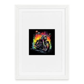 Éclaboussure de moto arc-en-ciel - Affiche encadrée (27 × 37 cm) - blanc - Devant