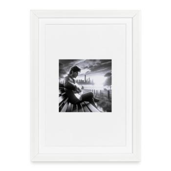 Mélancolique City Park Jeu de guitare - Affiche encadrée (27 × 37 cm) - blanc - Devant