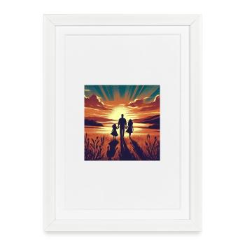 Promenade nocturne au coucher du soleil - Affiche encadrée (27 × 37 cm) - blanc - Devant