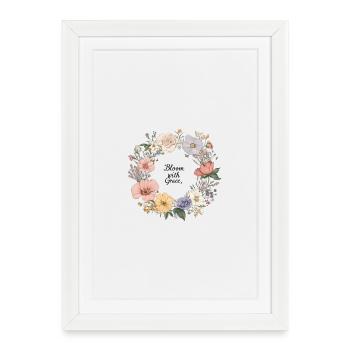 Bloom with Grace Floral Wreath - Framed poster (27 × 37 cm) - white - Front
