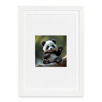 Panda mignon en 3D - Affiche encadrée (27 × 37 cm) - blanc - Devant