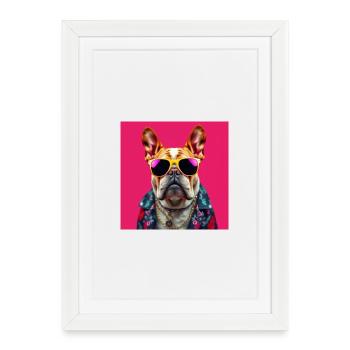 Bulldog avec du style - Affiche encadrée (27 × 37 cm) - blanc - Devant