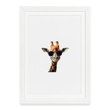 Girafe avec un style d'enfer - Affiche encadrée (27 × 37 cm) - blanc - Devant